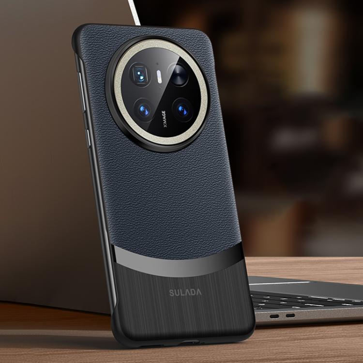 For Huawei Mate 70 SULADA Frameless Top Layer Cowhide Leather Hybrid PC Phone Case(Blue) - free shipping - PMC TechLife - Order now!