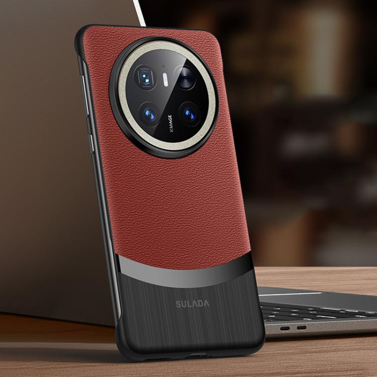 For Huawei Mate 70 SULADA Frameless Top Layer Cowhide Leather Hybrid PC Phone Case(Red) - Huawei Cases by SULADA | Online Shopping South Africa | PMC TechLife | Buy Now Pay Later Mobicred