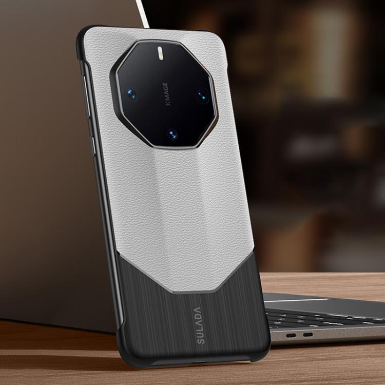 For Huawei Mate 60 RS Ultimate SULADA Frameless Top Layer Cowhide Leather Hybrid PC Phone Case(White) - Huawei Cases by SULADA | Online Shopping South Africa | PMC TechLife | Buy Now Pay Later Mobicred