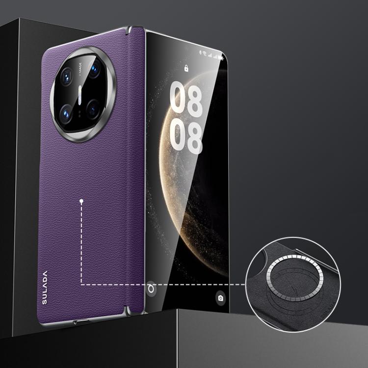 For Huawei Mate X6 SULADA Frameless Top Layer Cowhide Leather Hybrid PC Phone Case(Purple) - free shipping - PMC TechLife - Order now!