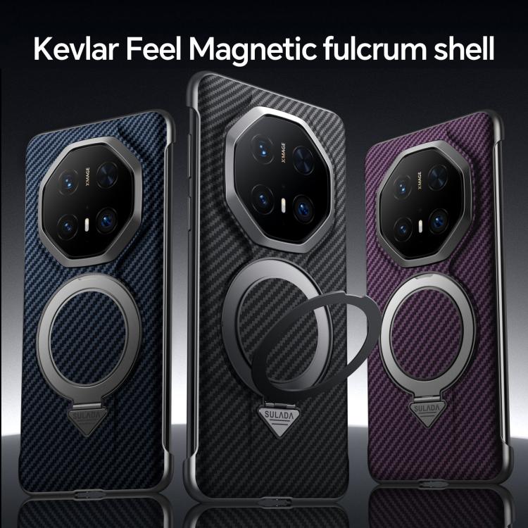 For Huawei Mate 70 RS Ultimate SULADA Kevlar Texture MagSafe Magnetic Holder Phone Case(Black) - free shipping - PMC TechLife - Order now!