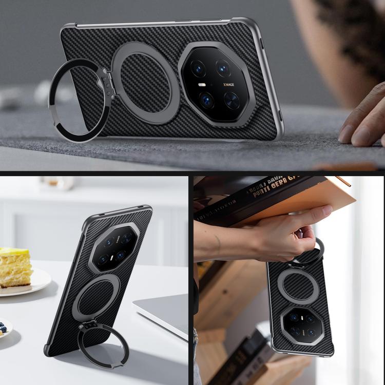 For Huawei Mate 70 RS Ultimate SULADA Kevlar Texture MagSafe Magnetic Holder Phone Case(Black) - free shipping - PMC TechLife - Order now!