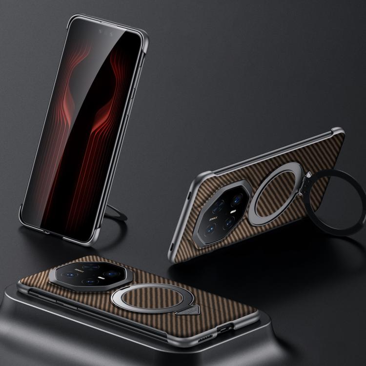 For Huawei Mate 70 RS Ultimate SULADA Kevlar Texture MagSafe Magnetic Holder Phone Case(Brown) - Huawei Cases by SULADA | Online Shopping South Africa | PMC TechLife | Buy Now Pay Later Mobicred