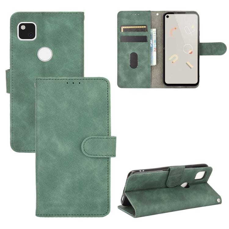 For Google Pixel 4a Solid Color Skin Feel Magnetic Buckle Horizontal Flip Calf Texture PU Leather Case with Holder & Card Slots & Wallet(Green) - Google Cases by PMC TechLife | Online Shopping South Africa | PMC TechLife
