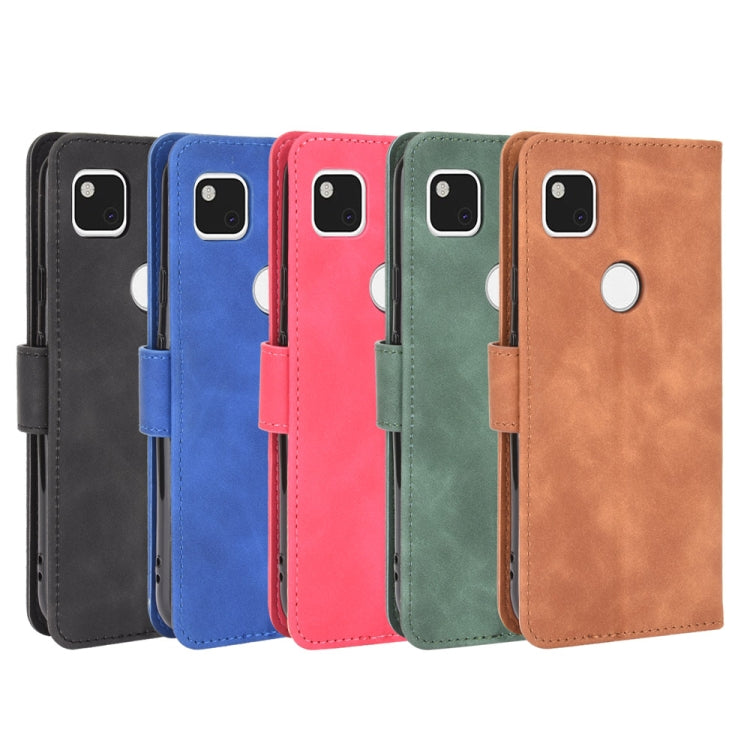 For Google Pixel 4a Solid Color Skin Feel Magnetic Buckle Horizontal Flip Calf Texture PU Leather Case with Holder & Card Slots & Wallet(Green) - Google Cases by PMC TechLife | Online Shopping South Africa | PMC TechLife