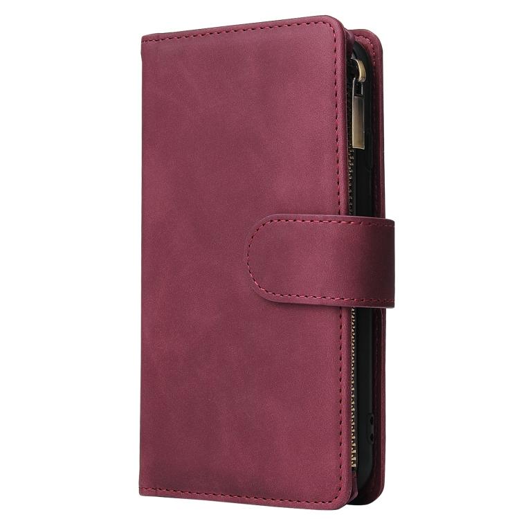 For iPhone 16e Multifunctional Multi-Card Wallet Phone Leather Case(Wine Red) - iPhone 16e Cases by PMC TechLife | Online Shopping South Africa | PMC TechLife | Buy Now Pay Later Mobicred