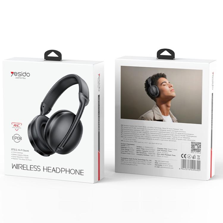 Yesido EP08 ANC Noise Reduction Bluetooth Headphones(Black) - free shipping - PMC TechLife - Order now!