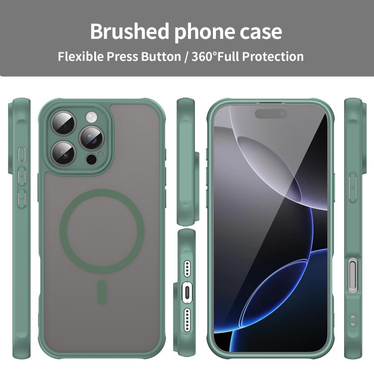 For iPhone 16e Fan Dun Series TPU Hybrid PC Frosted Magsafe Phone Case(Green) - iPhone 16e Cases by PMC TechLife | Online Shopping South Africa | PMC TechLife | Buy Now Pay Later Mobicred