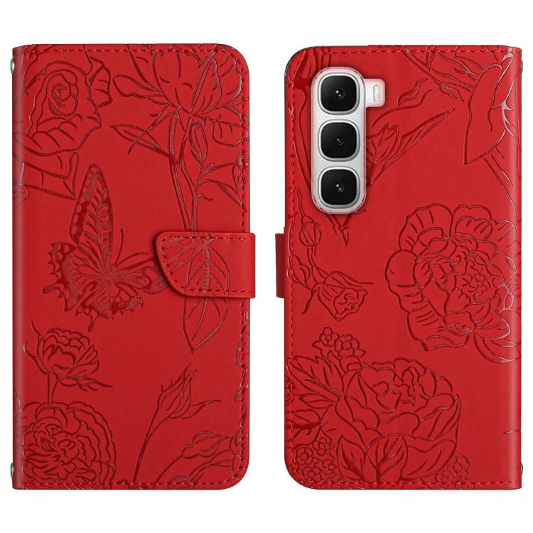 For Infinix Hot 60 Pro+ 4G Skin Feel Butterfly Embossed Flip Leather Phone Case(Red) - free shipping - PMC TechLife - Order now!