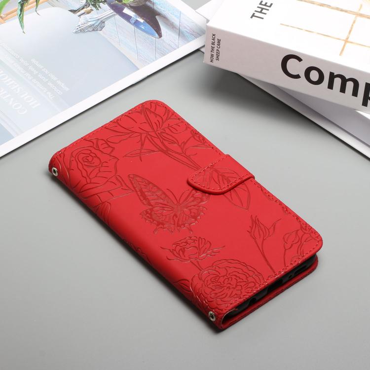 For Tecno Pova 7 5G Skin Feel Butterfly Embossed Flip Leather Phone Case(Red) - free shipping - PMC TechLife - Order now!