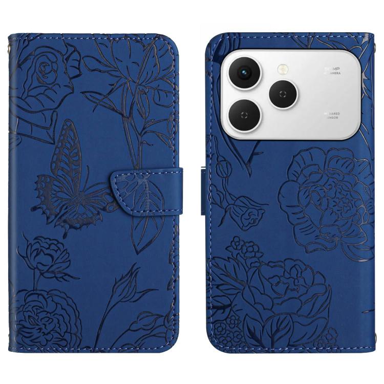 For Tecno Spark 40 4G Skin Feel Butterfly Embossed Flip Leather Phone Case(Blue) - free shipping - PMC TechLife - Order now!