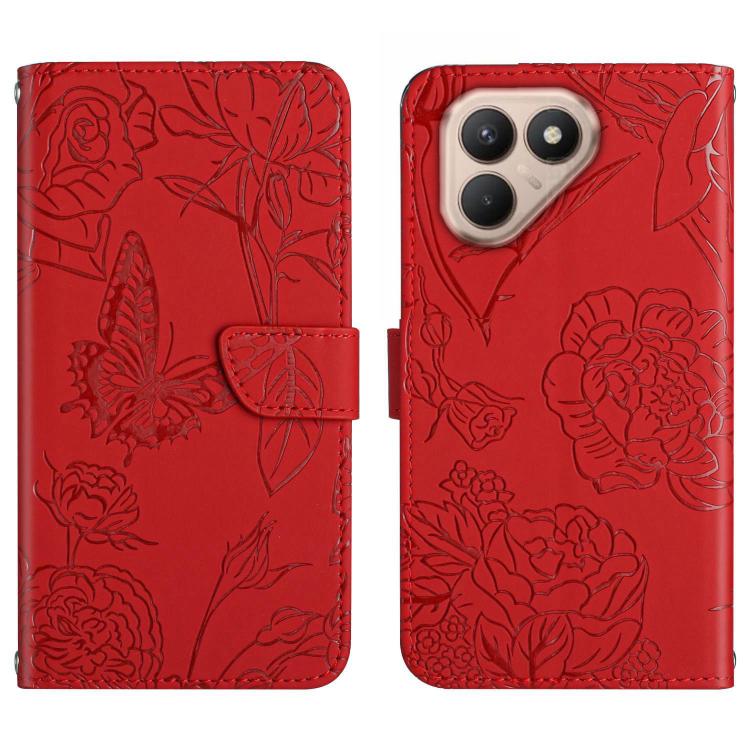 For Tecno Pova 7 4G Skin Feel Butterfly Embossed Flip Leather Phone Case(Red) - free shipping - PMC TechLife - Order now!