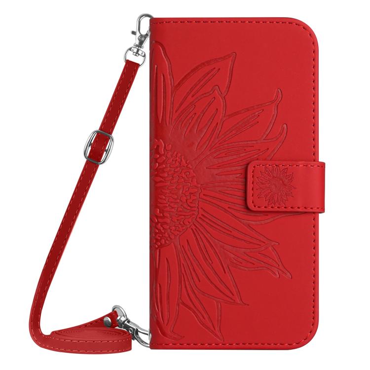 For Infinix Hot 60 Pro+ 4G Skin Feel Sun Flower Embossed Flip Leather Phone Case with Lanyard(Red) - free shipping - PMC TechLife - Order now!
