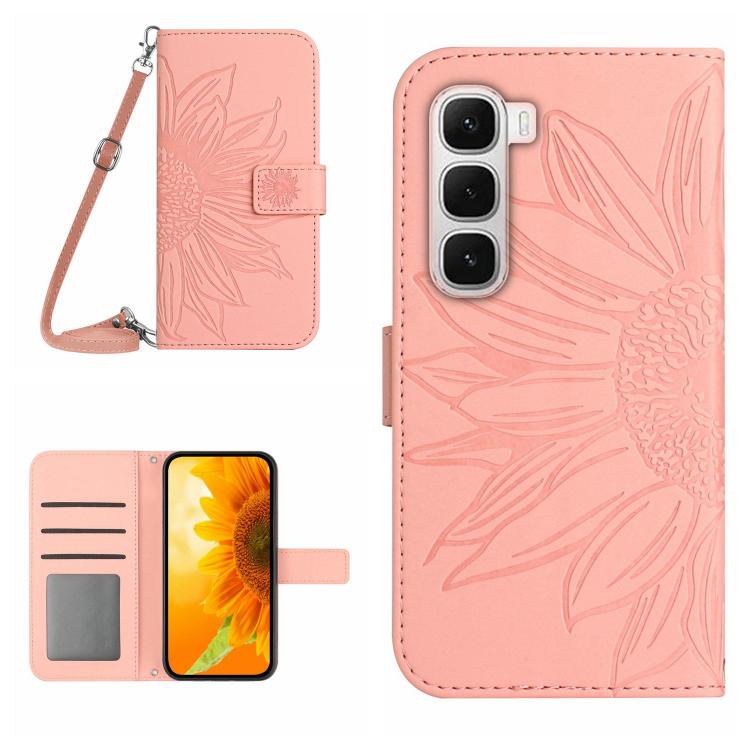 For Infinix Hot 60 Pro+ 4G Skin Feel Sun Flower Embossed Flip Leather Phone Case with Lanyard(Pink) - free shipping - PMC TechLife - Order now!