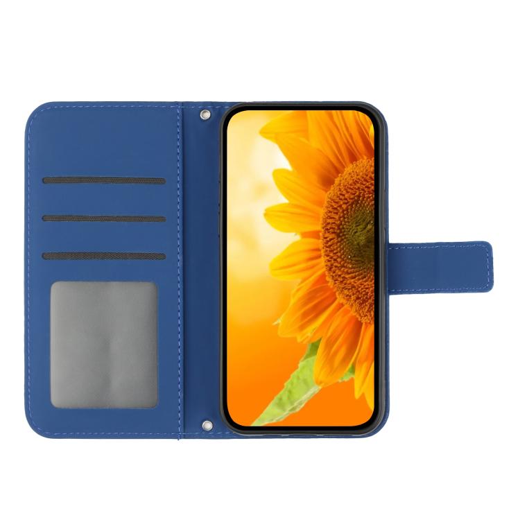For Infinix Hot 60 Pro+ 4G Skin Feel Sun Flower Embossed Flip Leather Phone Case with Lanyard(Dark Blue) - free shipping - PMC TechLife - Order now!