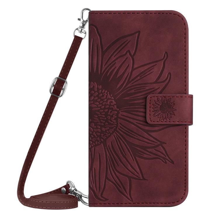 For Infinix Hot 60 Pro+ 4G Skin Feel Sun Flower Embossed Flip Leather Phone Case with Lanyard(Wine Red) - free shipping - PMC TechLife - Order now!