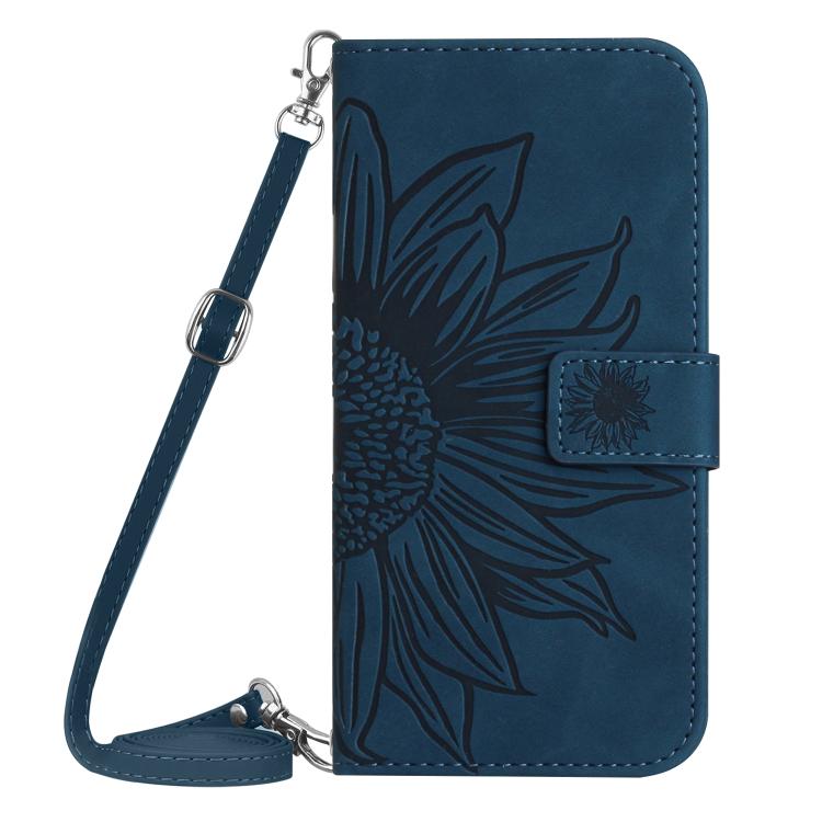 For Infinix Hot 60 Pro+ 4G Skin Feel Sun Flower Embossed Flip Leather Phone Case with Lanyard(Inky Blue) - free shipping - PMC TechLife - Order now!