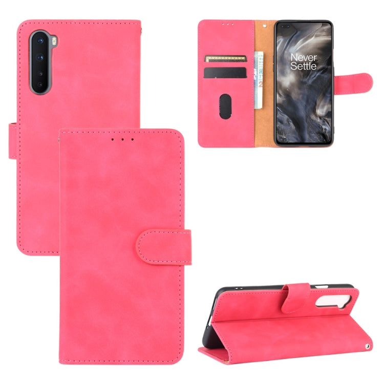 For OnePlus Nord Solid Color Skin Feel Magnetic Buckle Horizontal Flip Calf Texture PU Leather Case with Holder & Card Slots & Wallet(Rose Red) - OnePlus Cases by PMC TechLife | Online Shopping South Africa | PMC TechLife | Buy Now Pay Later Mobicred