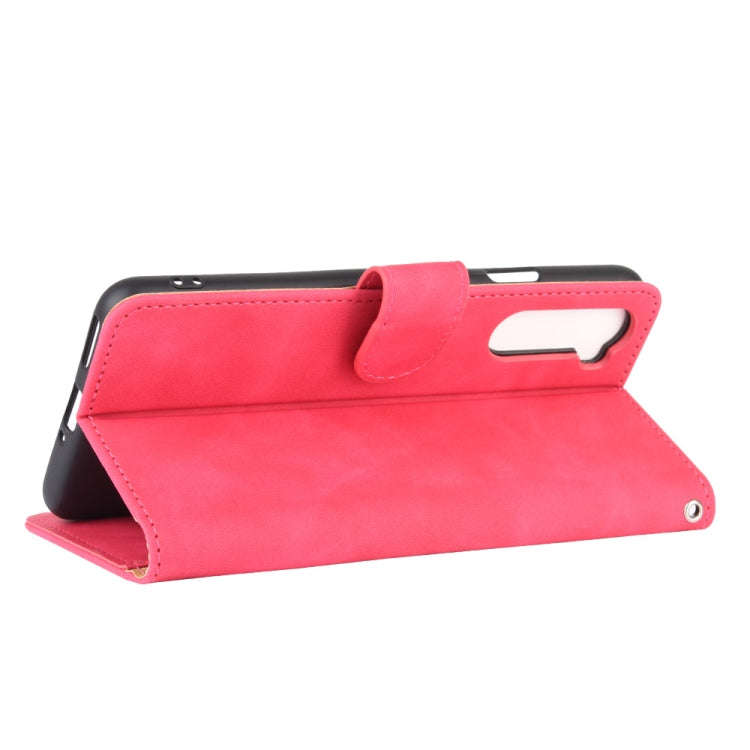 For OnePlus Nord Solid Color Skin Feel Magnetic Buckle Horizontal Flip Calf Texture PU Leather Case with Holder & Card Slots & Wallet(Rose Red) - OnePlus Cases by PMC TechLife | Online Shopping South Africa | PMC TechLife | Buy Now Pay Later Mobicred