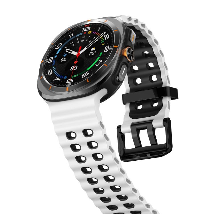 For Samsung Galaxy Watch Ultra 47mm / Ultra 2025 Kalebol Ocean Two-tone Silicone Strap(White Black) - free shipping - PMC TechLife - Order now!