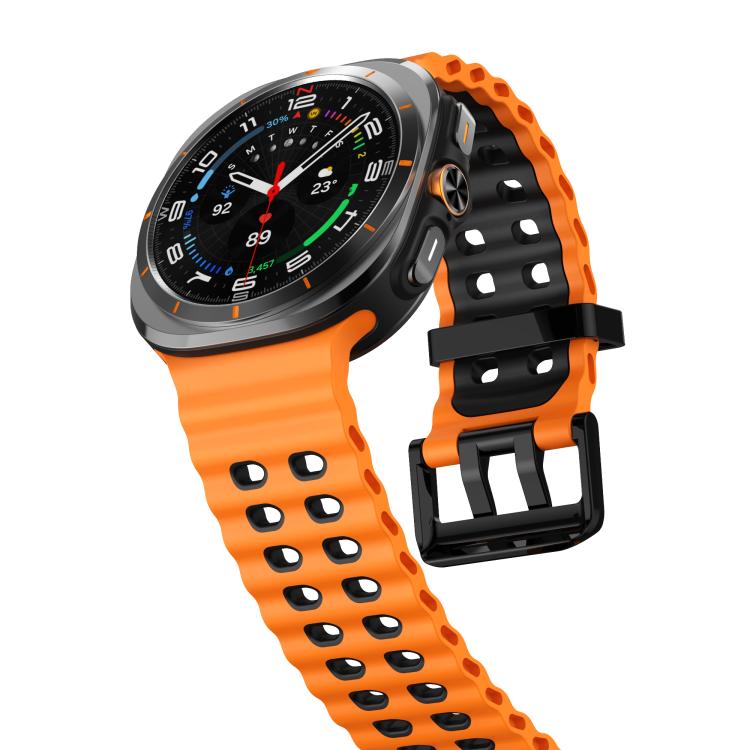 For Samsung Galaxy Watch Ultra 47mm / Ultra 2025 Kalebol Ocean Two-tone Silicone Strap(Orange Black) - free shipping - PMC TechLife - Order now!