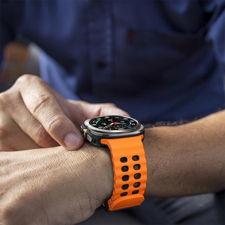 For Samsung Galaxy Watch Ultra 47mm / Ultra 2025 Kalebol Ocean Two-tone Silicone Strap(Orange Black) - free shipping - PMC TechLife - Order now!
