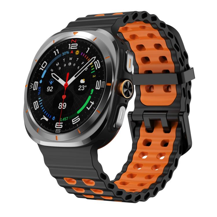For Samsung Galaxy Watch Ultra 47mm / Ultra 2025 Kalebol Ocean Two-tone Silicone Strap(Black Orange) - free shipping - PMC TechLife - Order now!