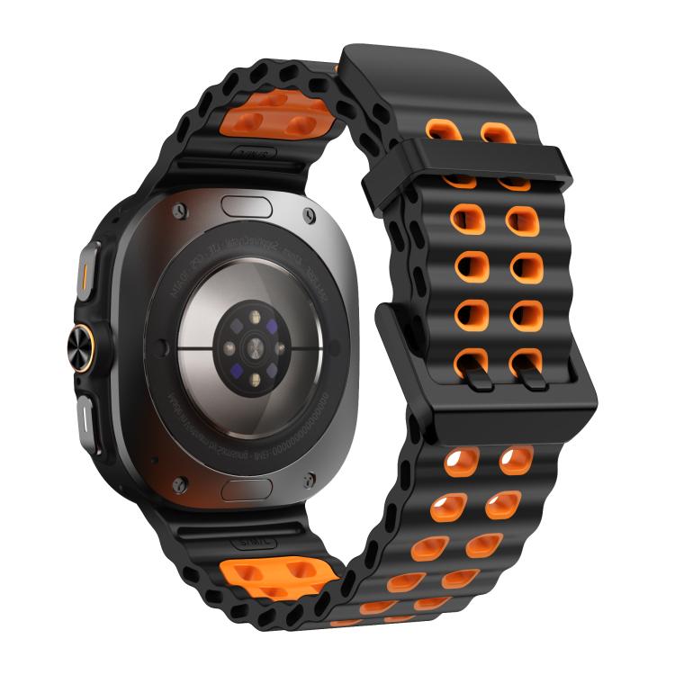 For Samsung Galaxy Watch Ultra 47mm / Ultra 2025 Kalebol Ocean Two-tone Silicone Strap(Black Orange) - free shipping - PMC TechLife - Order now!
