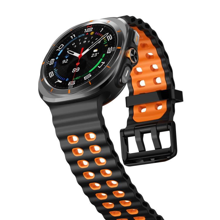 For Samsung Galaxy Watch Ultra 47mm / Ultra 2025 Kalebol Ocean Two-tone Silicone Strap(Black Orange) - free shipping - PMC TechLife - Order now!
