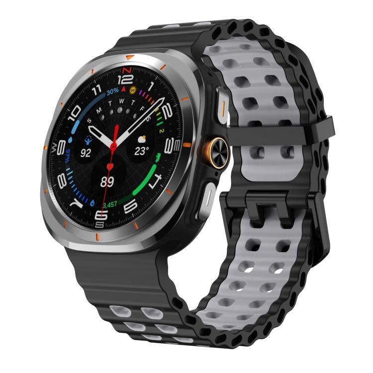 For Samsung Galaxy Watch Ultra 47mm / Ultra 2025 Kalebol Ocean Two-tone Silicone Strap(Black Grey) - free shipping - PMC TechLife - Order now!