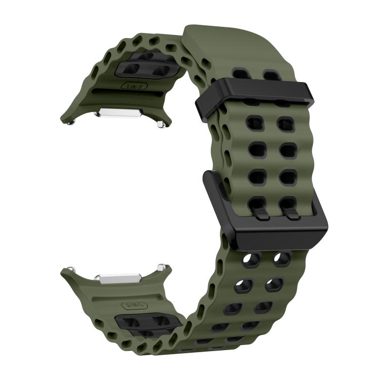For Samsung Galaxy Watch Ultra 47mm / Ultra 2025 Kalebol Ocean Two-tone Silicone Strap(Army Green Black) - free shipping - PMC TechLife - Order now!