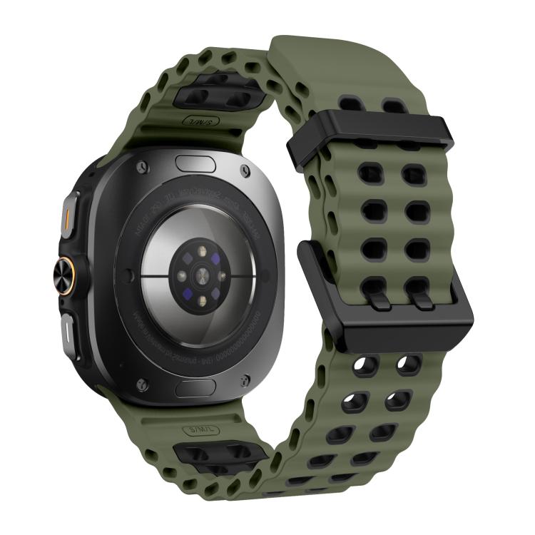 For Samsung Galaxy Watch Ultra 47mm / Ultra 2025 Kalebol Ocean Two-tone Silicone Strap(Army Green Black) - free shipping - PMC TechLife - Order now!