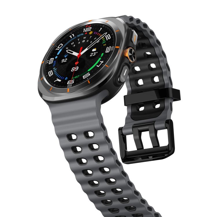 For Samsung Galaxy Watch Ultra 47mm / Ultra 2025 Kalebol Ocean Two-tone Silicone Strap(Coal Black) - free shipping - PMC TechLife - Order now!