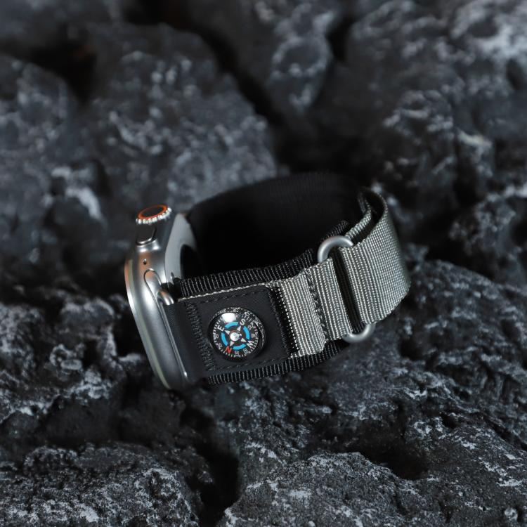 For Apple Watch 46mm / 49mm / 45mm / 44mm Kalebol Compass Nylon Loop Watch Strap(Black Grey) - free shipping - PMc TechLife - Order now!