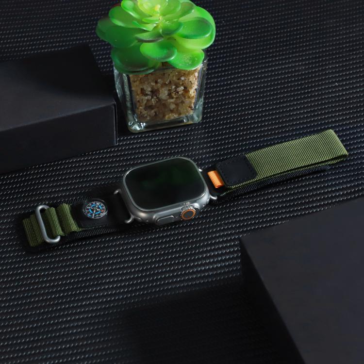 For Apple Watch 46mm / 49mm / 45mm / 44mm Kalebol Compass Nylon Loop Watch Strap(Black Army Green) - free shipping - PMc TechLife - Order now!