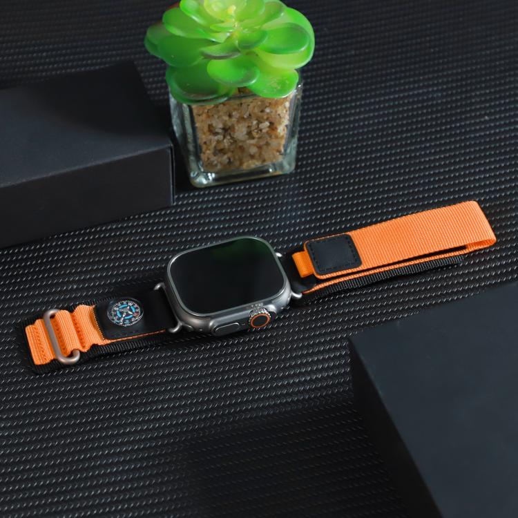 For Apple Watch 42mm / 41mm / 40mm / 38mm Kalebol Compass Nylon Loop Watch Strap(Black Orange) - free shipping - PMc TechLife - Order now!