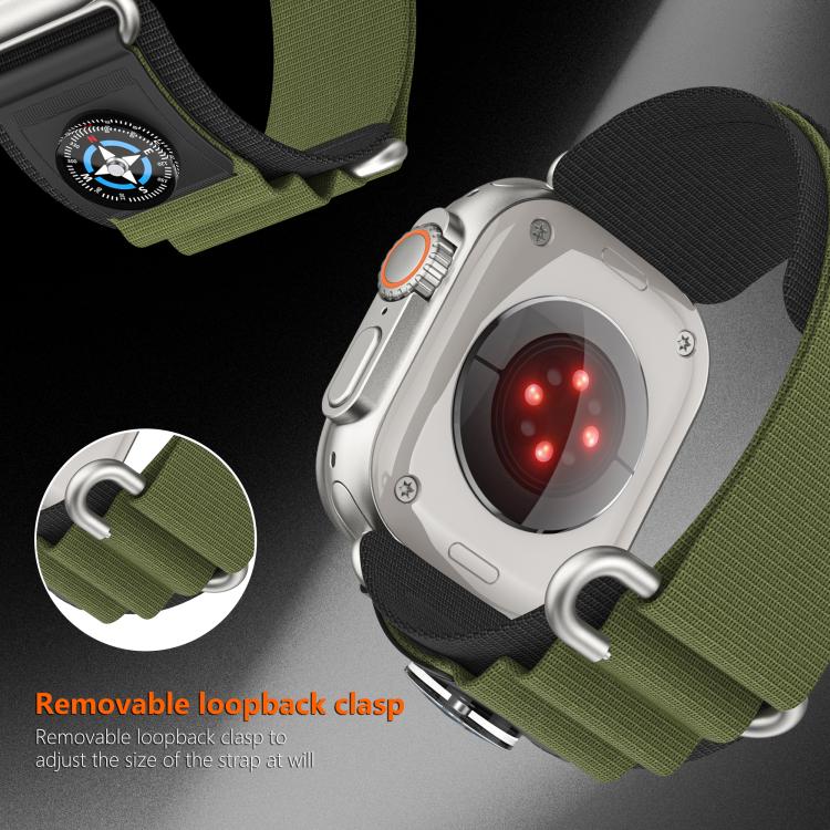 For Apple Watch 42mm / 41mm / 40mm / 38mm Kalebol Compass Nylon Loop Watch Strap(Black Army Green) - free shipping - PMc TechLife - Order now!