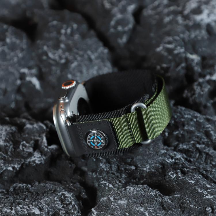 For Apple Watch 42mm / 41mm / 40mm / 38mm Kalebol Compass Nylon Loop Watch Strap(Black Army Green) - free shipping - PMc TechLife - Order now!