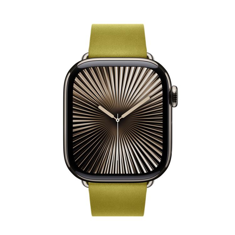 For Apple Watch 42mm / 41mm / 40mm / 38mm Modern Style Leather Watch Band(Yellow) - Watch Bands by PMC TechLife | Online Shopping South Africa | PMC TechLife | Buy Now Pay Later Mobicred