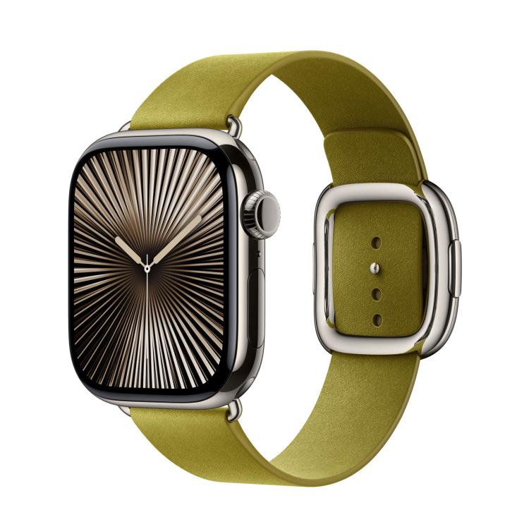 For Apple Watch 42mm / 41mm / 40mm / 38mm Modern Style Leather Watch Band(Yellow) - Watch Bands by PMC TechLife | Online Shopping South Africa | PMC TechLife | Buy Now Pay Later Mobicred