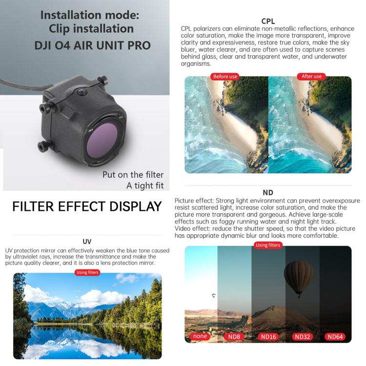 For DJI O4 Air Unit Pro / Avata 2 JSR YB Series Camera Lens Filter, Filter:ND8PL - free shipping - PMC TechLife - Order now!