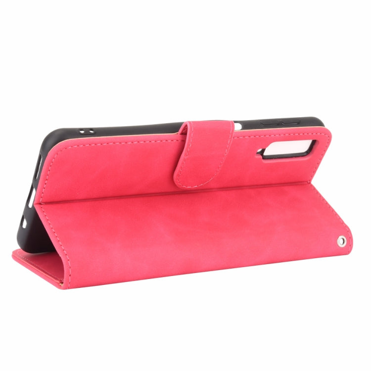 For Samsung Galaxy A7 (2018) Solid Color Skin Feel Magnetic Buckle Horizontal Flip Calf Texture PU Leather Case with Holder & Card Slots & Wallet(Rose Red) - Galaxy Phone Cases by PMC TechLife | Online Shopping South Africa | PMC TechLife