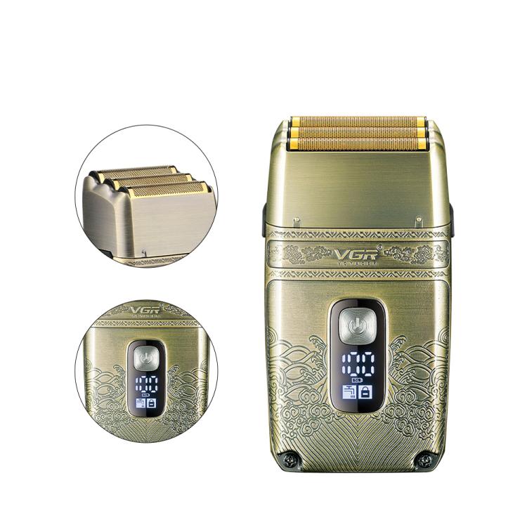 VGR V-335 Retro Digital Display IPX6 Electric Shaver(Gold) - free shipping - PMC TechLife - Order now!