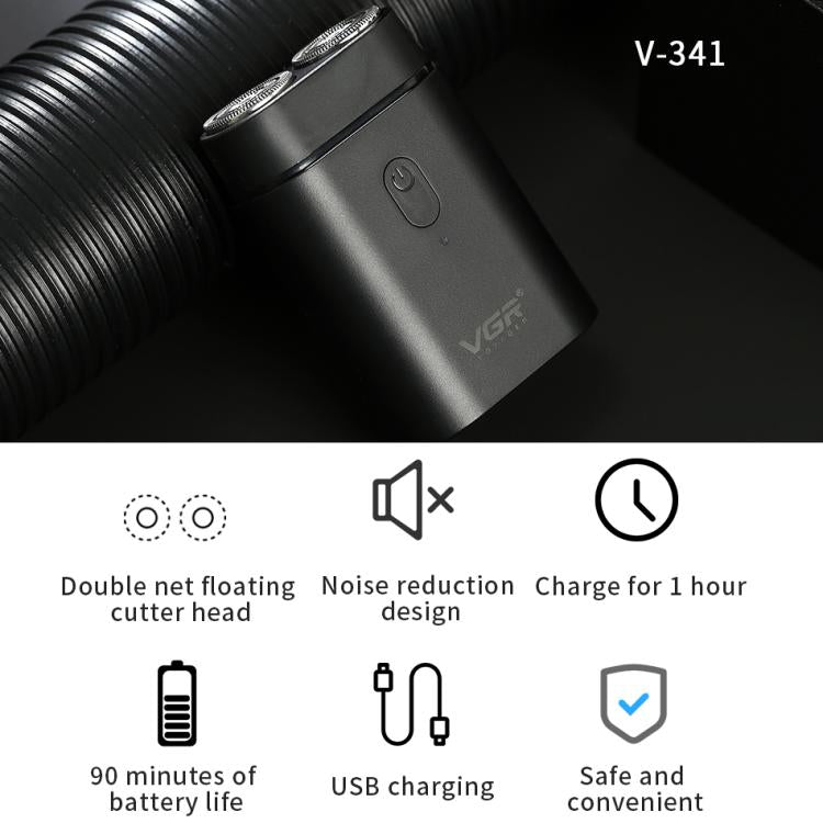 VGR V-341 Rotating 2 Cuttter Head Portable Electric Shaver(Black) - free shipping - PMC TechLife - Order now!