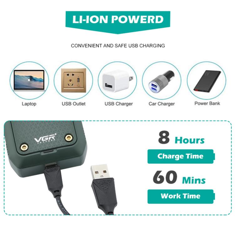 VGR V-353 Floating Cuttter Head Portable Electric Shaver(Green) - free shipping - PMC TechLife - Order now!