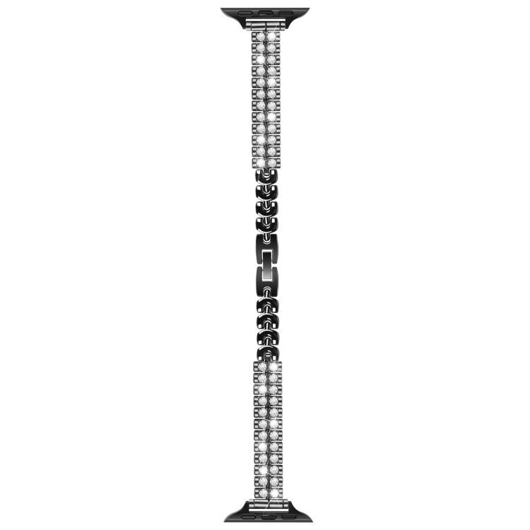 For Apple Watch 46mm / 49mm / 45mm / 44mm Slim Train Section Diamond Metal Watch Band(Black) - Watch Bands by PMc TechLife | Online Shopping South Africa | PMc TechLife | Buy Now Pay Later Mobicred