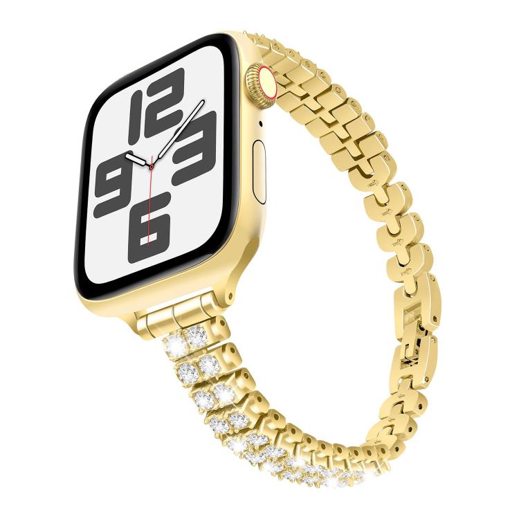 For Apple Watch 46mm / 49mm / 45mm / 44mm Slim Train Section Diamond Metal Watch Band(Gold) - free shipping - PMc TechLife - Order now!