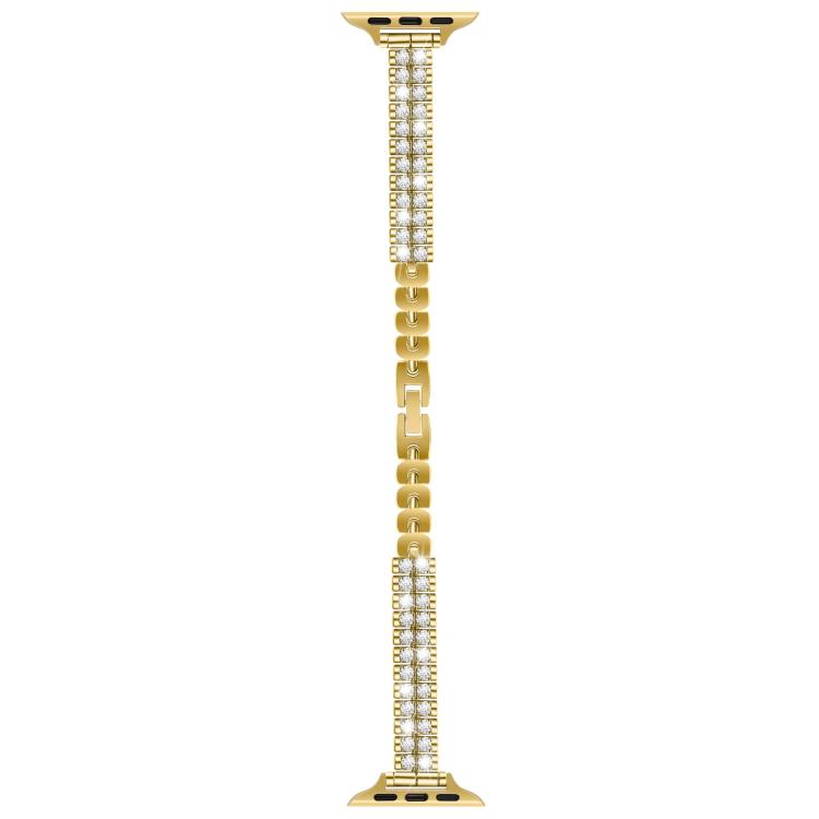 For Apple Watch 46mm / 49mm / 45mm / 44mm Slim Train Section Diamond Metal Watch Band(Gold) - free shipping - PMc TechLife - Order now!