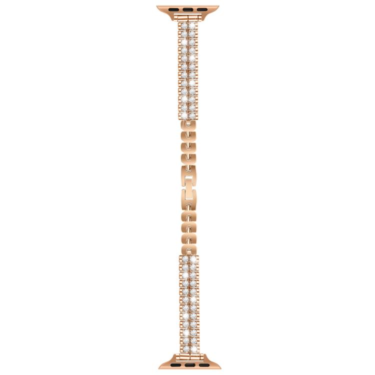 For Apple Watch 46mm / 49mm / 45mm / 44mm Slim Train Section Diamond Metal Watch Band(Rose Gold) - free shipping - PMc TechLife - Order now!