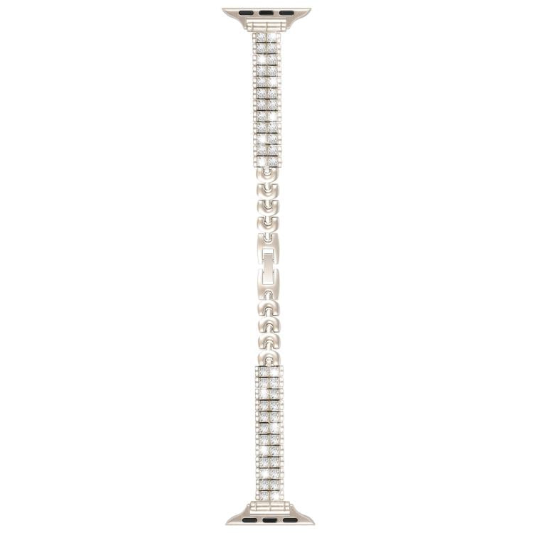 For Apple Watch 46mm / 49mm / 45mm / 44mm Slim Train Section Diamond Metal Watch Band(Starlight) - free shipping - PMc TechLife - Order now!